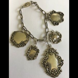 T Foree Sterling Heavy Charms Bracelet 8" Long
